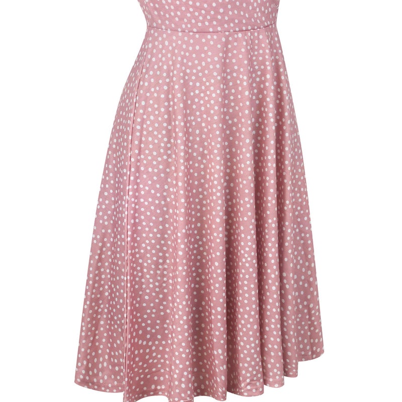 oxiuly Women's Summer Casual Dresses V-Neck Vintage Polka Dot A Line Party Dress OX233 (Pink Dot, l) - Image 3
