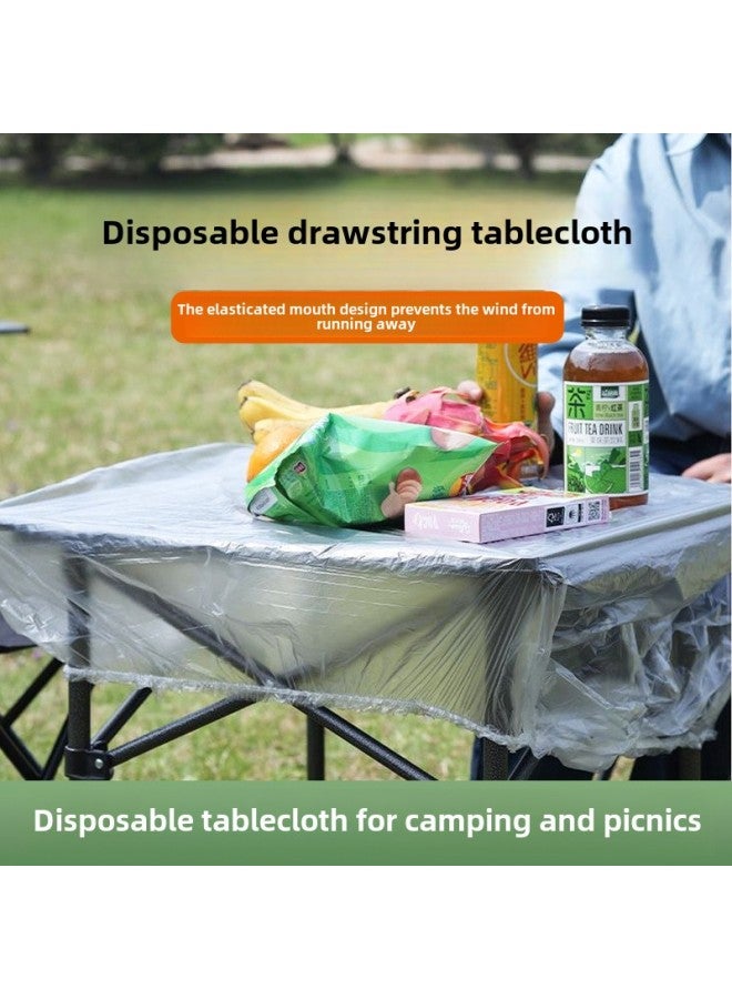 Factory Direct Batch Camping Special One-time Bundle Tablecloth Windproof Waterproof Wash-free Household Outdoor Picnic Table-Color:Transparent (10 Pieces/bag)-Specifications:Adaptation [length 150 * Width 70CM] Picnic Table  - Image 1