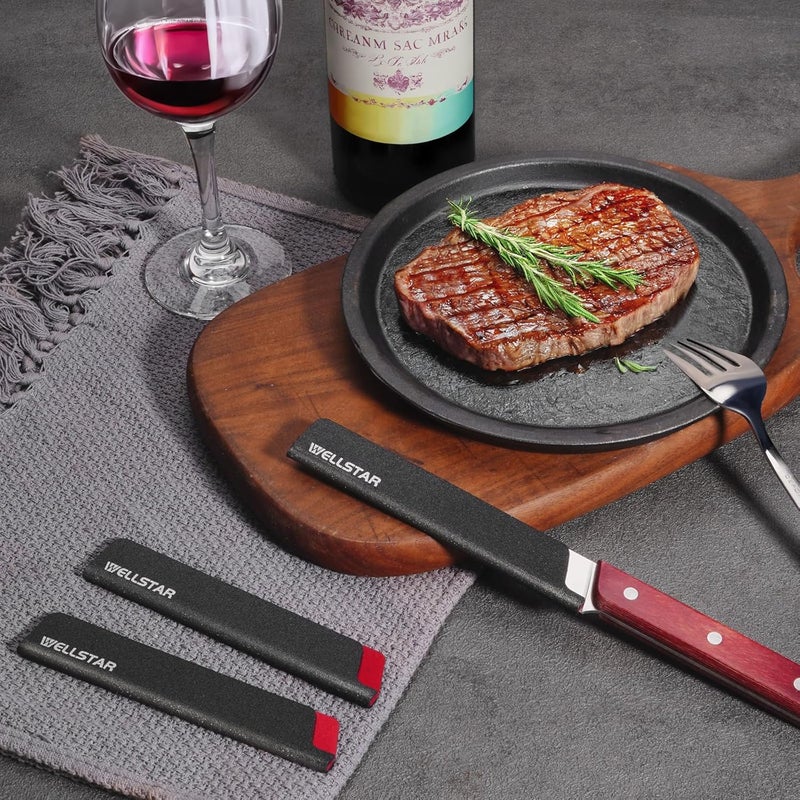WELLSTAR Steak Knife Edge Guards Set, 8 Piece Universal Blade Covers, BPA Free ABS Protective Blade Sheaths, Non-Scratch Felt Lining Kitchen Utility or Steak Knives Covers (Knives not included) - Image 4