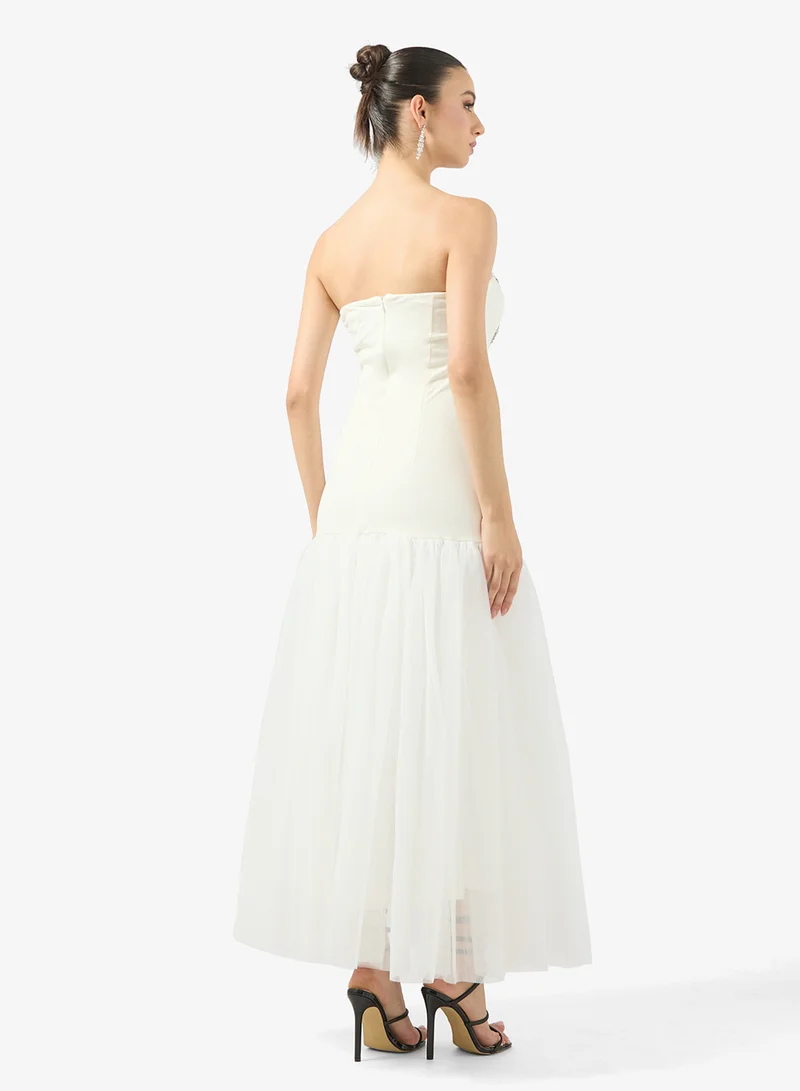Ginger Boutique Bandeau Rhinestone Embellished Dropwaist Dress