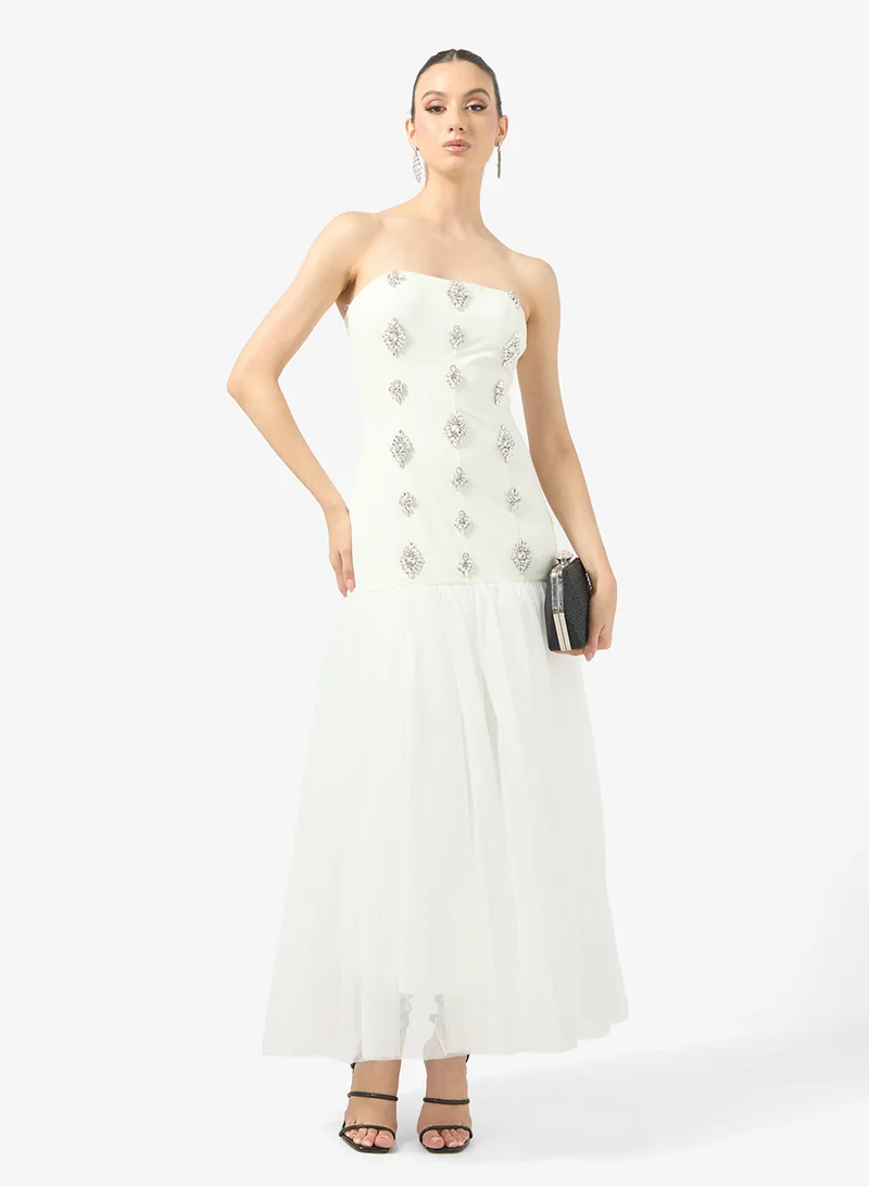 Ginger Boutique Bandeau Rhinestone Embellished Dropwaist Dress
