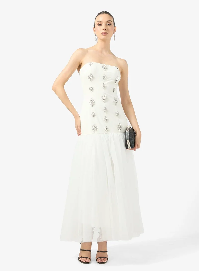 Ginger Boutique  Bandeau Rhinestone Embellished Dropwaist Dress for Women | Best Price UAE
