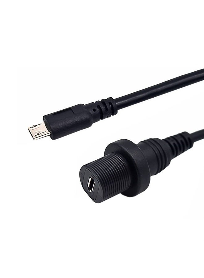 Micro USB 5 Pin Mount, 0.3 Meter Micro USB Male to Female Flush Mount Panel Mount Extension AUX Cable for Car Truck Boat Motorcycle Dashboard, Sync Charging and Data Transferring