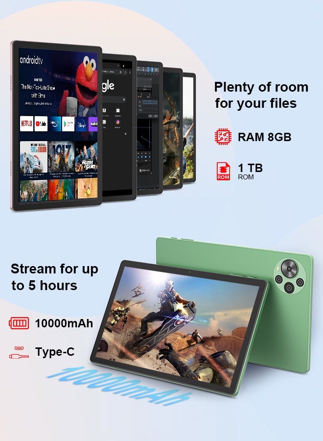 C Idea Tablet 10.5 Inch , WIFI Android Tablet Pc with SIM, 2K Screen Educational Tablet with keyboard and Mouse CM10500 Plus green - Image 3
