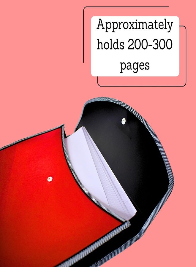 LC Pack of 10 Heavy Duty Expandable Button File Folders - A4/Legal Size Plastic Document Bag Organizer with Name Card Slot, Dual Fluorescent Color, Matt Finish Portfolio Holder for School, Office & Home - Image 5