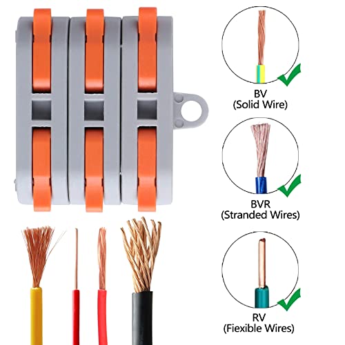 XHF2018 XHF 31PCS Conductor Compact Connectors Lever Wire Nuts, Electrical Connectors Wire Terminals for Any Circuit Inline Splices 28-12 AWG SPL-1 - Image 4
