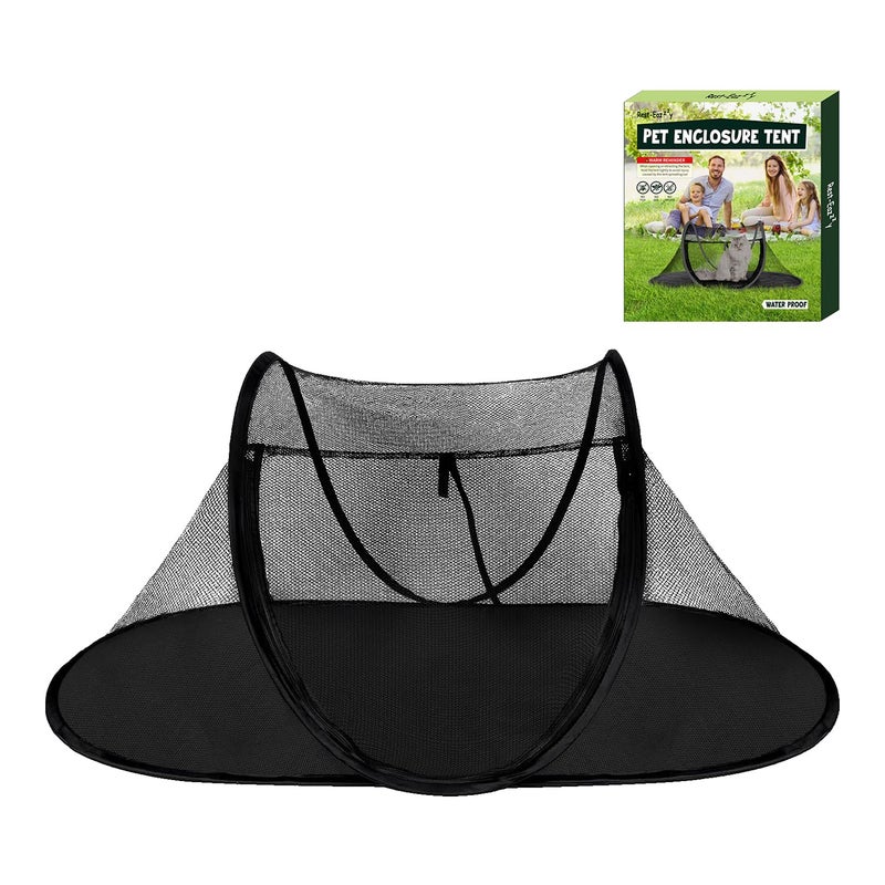 Rest-Eazzzy Cat Tent Outdoor, Pet Enclosure Tent Suitable for Cats and Small Animals, Indoor Playpen Portable Exercise Tent with Carry Bagï¼ˆBlackï¼‰ - Image 1
