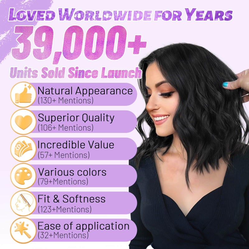 Eawwii Black Short Wavy Wig for Women Lace Hairline Bob Style Synthetic Heat Resistant - Natural Appearance for Everyday Hairstyle 14 Inch - Image 4