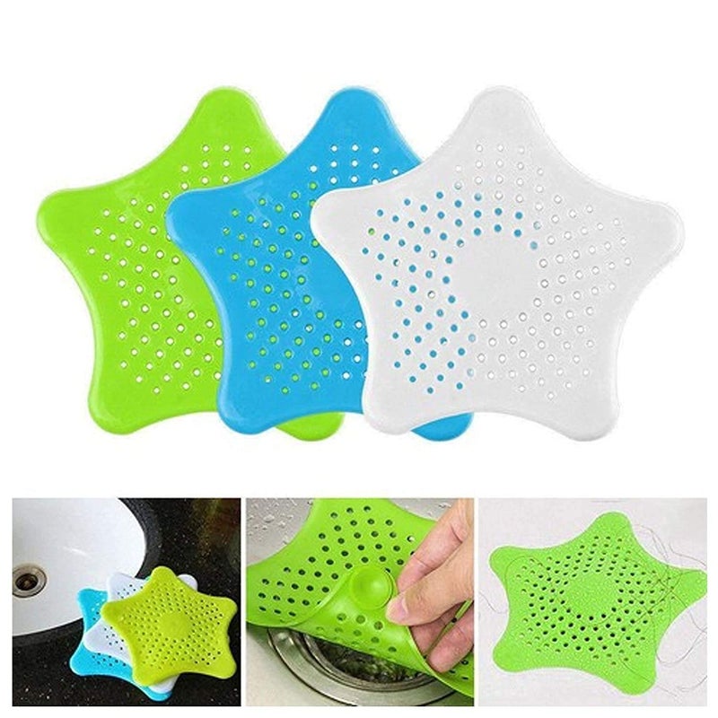 APURK Silicone Star Shap Kitchen Sink Strainer Shower Drain Hair Catcher AntiClogging Floor Bathroom Accessories Protector Silicon Basin Stopper for Kitchen Multicolor Pack of 1 - Image 4