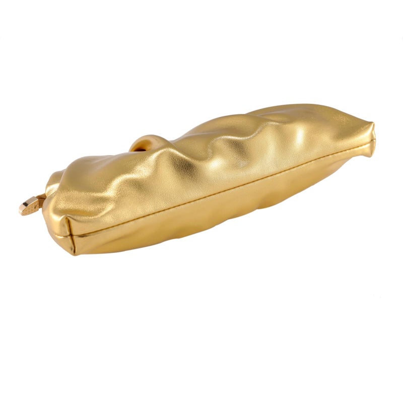 FanChris Evening Bag for Women Ruched Clutch Purse Detachable Metal Chain Crossbody Bag(gold) - Image 4