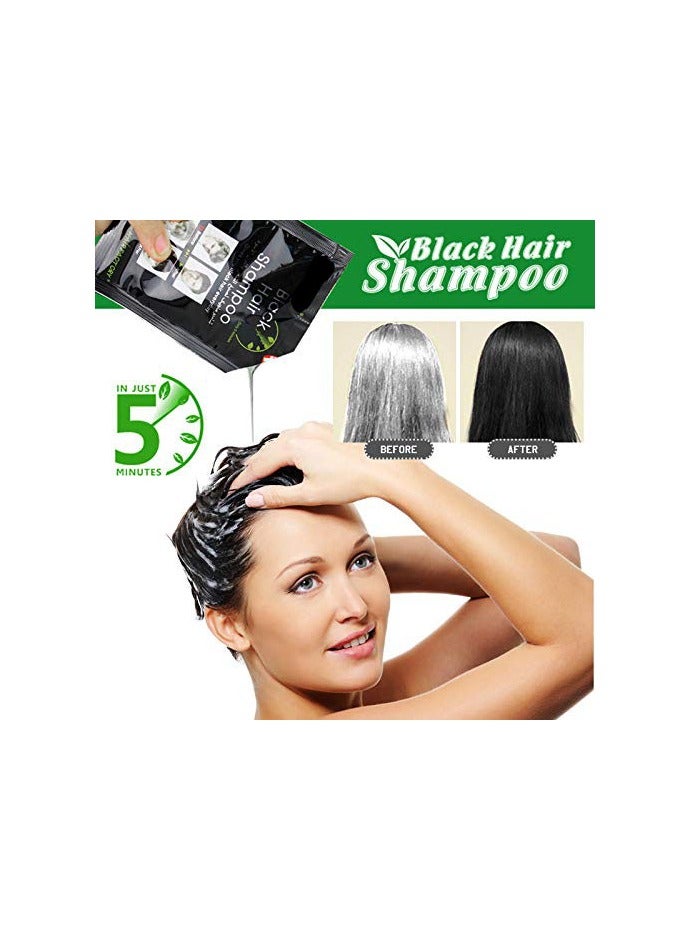 Black Hair Shampoo, Instant Black Natural Ingredients Hair Dye Shampoo Semi-Permanent Black Hair Color, Easy to use, Long lasting, for Men and Women, Last 30 Days(10 Pack, Black) - Image 3