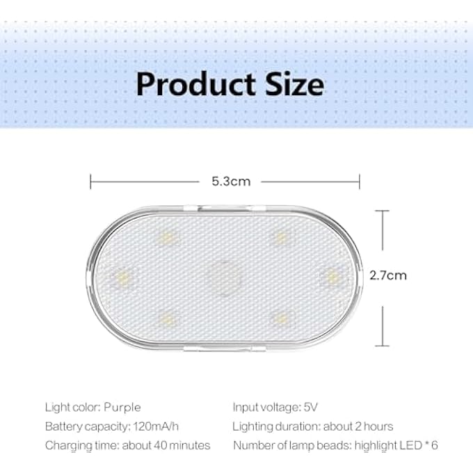 MedMad Car Led Lights Interior Portable Small Incar Led Touch Lights With 6 Bright Led Lamp Beads Usb Rechargeable Lighting Light Car Emergency Light Purple Light - Image 3