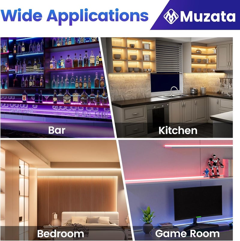 Muzata موزاتا 10 حزمة 66 قدم 2 متر قنوات LED فضية من الألمنيوم بحجم زائد على شكل V مع غطاء أبيض حليبي V101 WW 2M - Image 4