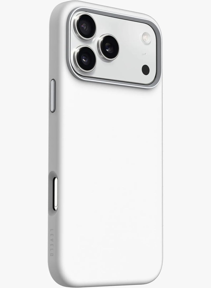 LEVELO iPhone 17 Pro Max Iris Magsafe Liquid Silicone Case / iP 17 Pro Max Cover / Shock-Resistant Bumper / 5ft. | 1.5m Drop Tested / Strong Magnets - White - Image 5