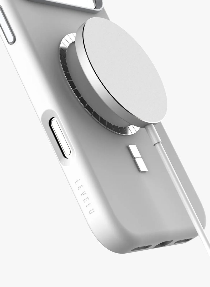 LEVELO iPhone 17 Pro Max Iris Magsafe Liquid Silicone Case / iP 17 Pro Max Cover / Shock-Resistant Bumper / 5ft. | 1.5m Drop Tested / Strong Magnets - White - Image 3