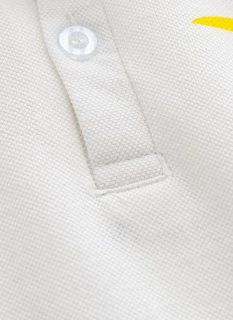 يونيكي White Printed Polo Collar Pure Cotton T-shirt