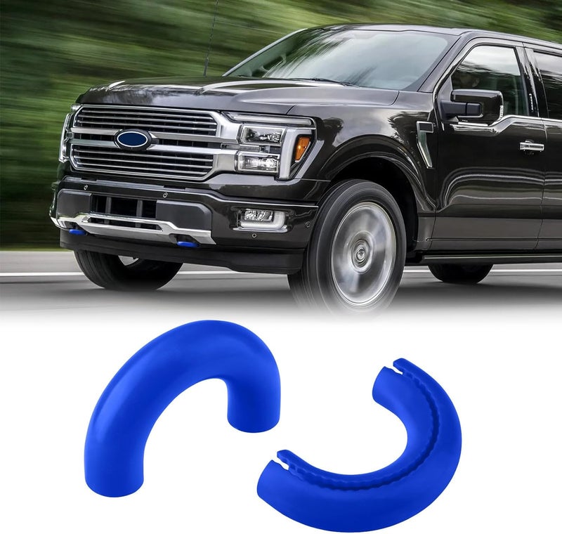TECHPICCO Tow Hooks Covers for Ford F150 2004-2024 Bronco Base/Big Bend/Outer Banks 2021-2024 Compatible with Toyota Tundra Accessories 2017-2021 (Blue) Hardness boosted processed substance - Image 1