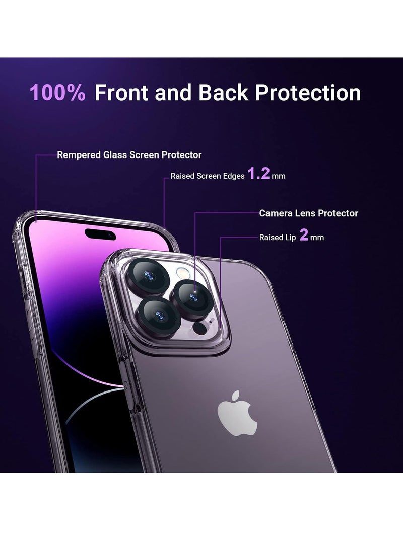 [5 in 1 Designed for iPhone 14 Pro Max Clear Case with Screen Protector[2 Pack] +Camera Lens Protector[2 Pack], Military Grade Drop Protection Transparent Cover 6.7 Inch - Image 3