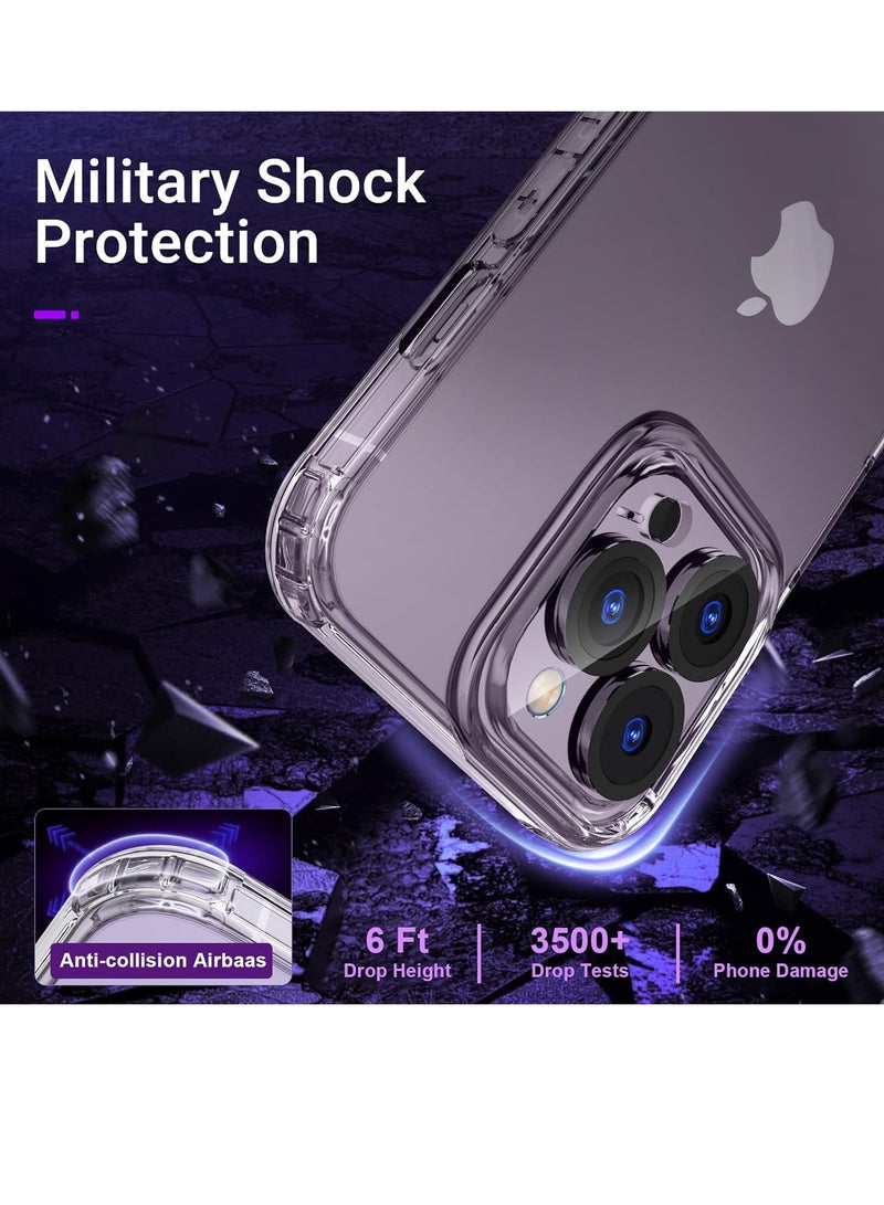 [5 in 1 Designed for iPhone 14 Pro Max Clear Case with Screen Protector[2 Pack] +Camera Lens Protector[2 Pack], Military Grade Drop Protection Transparent Cover 6.7 Inch - Image 2