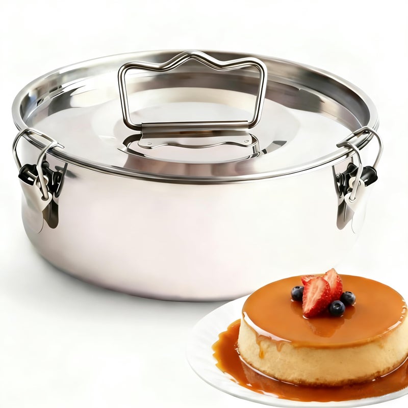 BSDLZCH Stainless Steel Flan Mold 8 inch Baking Pan for Instant Pot 3 6 8 QT with Lid Flan Pan Flanera Baking Dish Oven Safe - Image 2