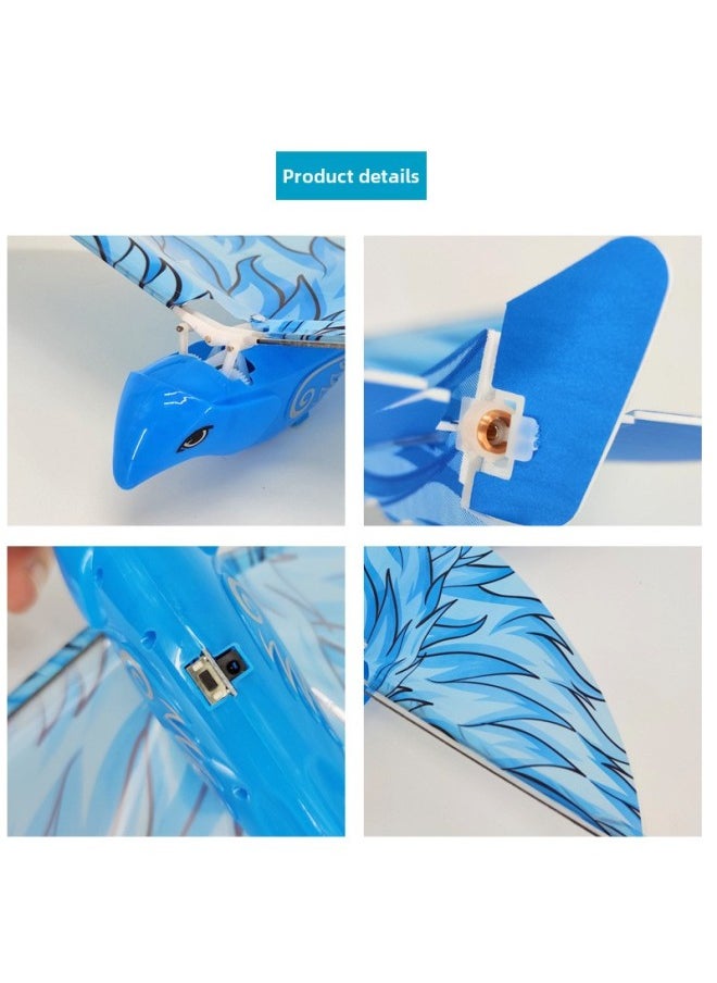 Generic - Outdoor Bionic Remote Control Bird Roll Free Flight Electric Flapping Wing Luban Bird Cool Children's Toy Lights-Specifications:Blue Remote Control Flying Bird - Image 1
