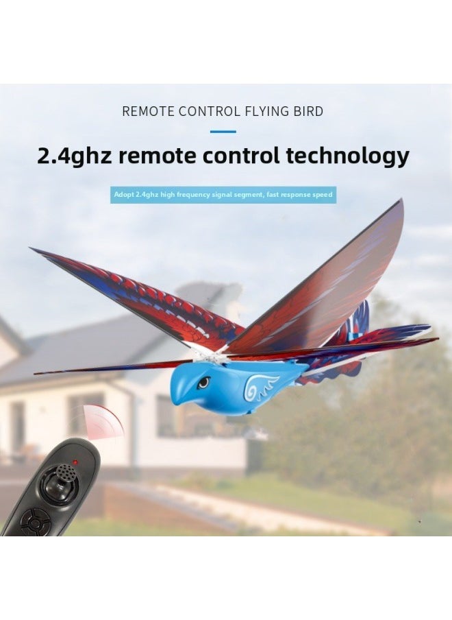 Generic - Outdoor Bionic Remote Control Bird Roll Free Flight Electric Flapping Wing Luban Bird Cool Children's Toy Lights-Specifications:Blue Remote Control Flying Bird - Image 1