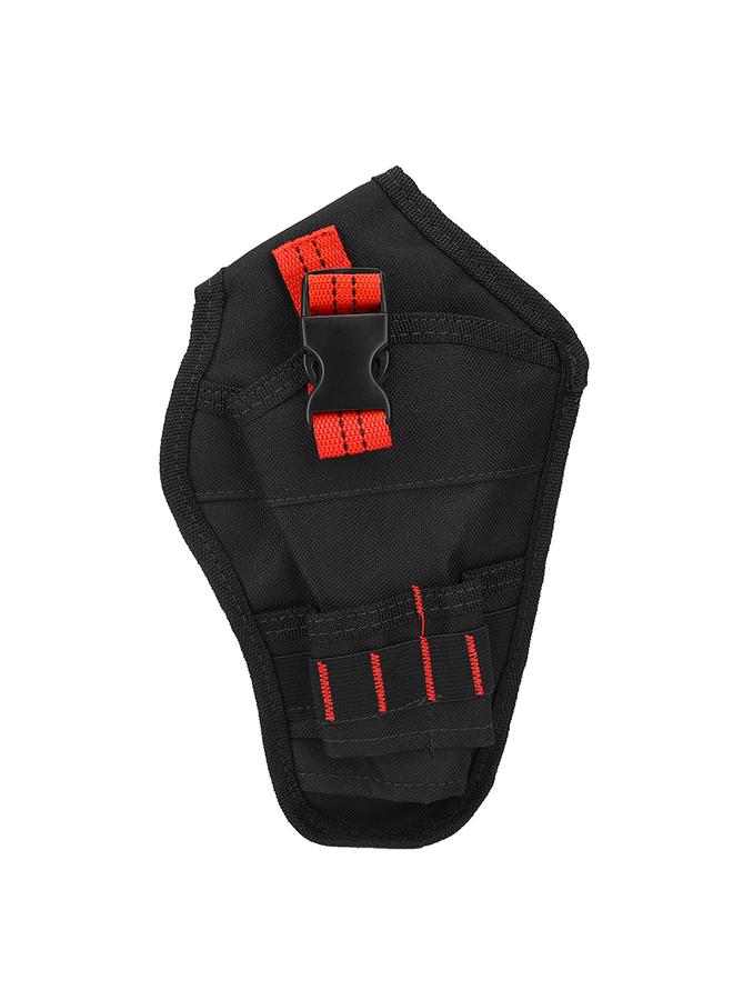 Portable Oxford Cloth Mini Waist Bag Drills Holder Storage Pouch for Electric Drill Tool(black&red )
