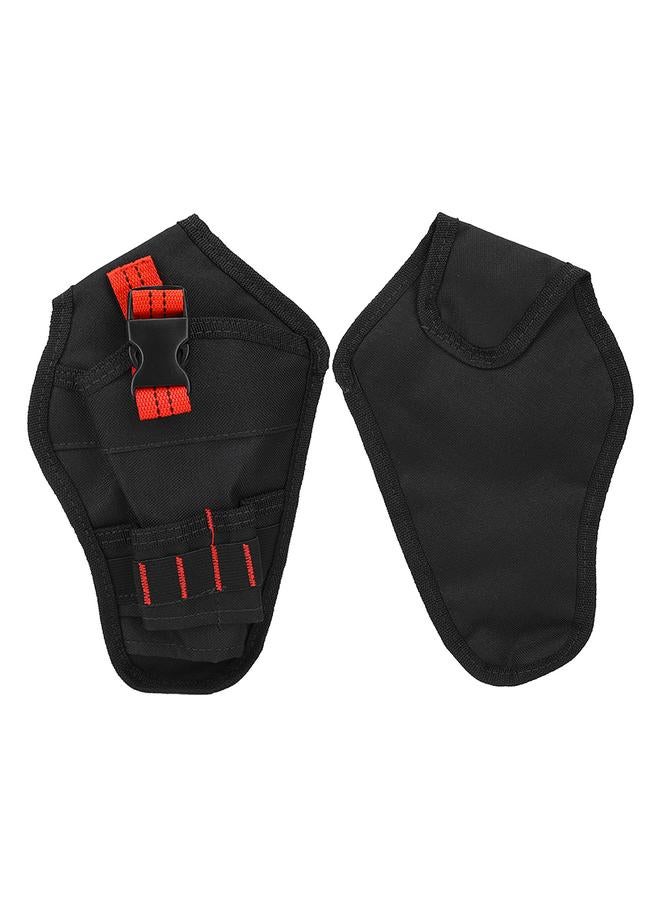 Portable Oxford Cloth Mini Waist Bag Drills Holder Storage Pouch for Electric Drill Tool(black&red )