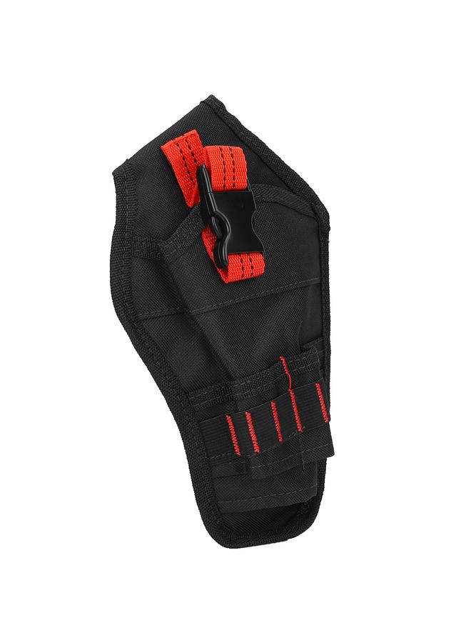 Portable Oxford Cloth Mini Waist Bag Drills Holder Storage Pouch for Electric Drill Tool(black&red )