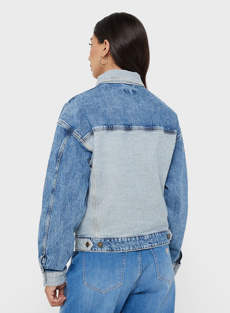 GUESS Logo Detail Oversized Trucker Jacket - Image 2
