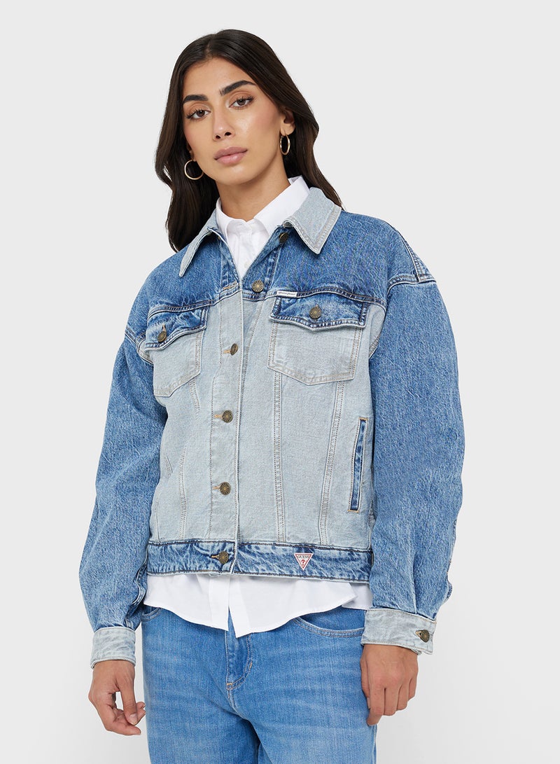 GUESS Logo Detail Oversized Trucker Jacket - Image 1