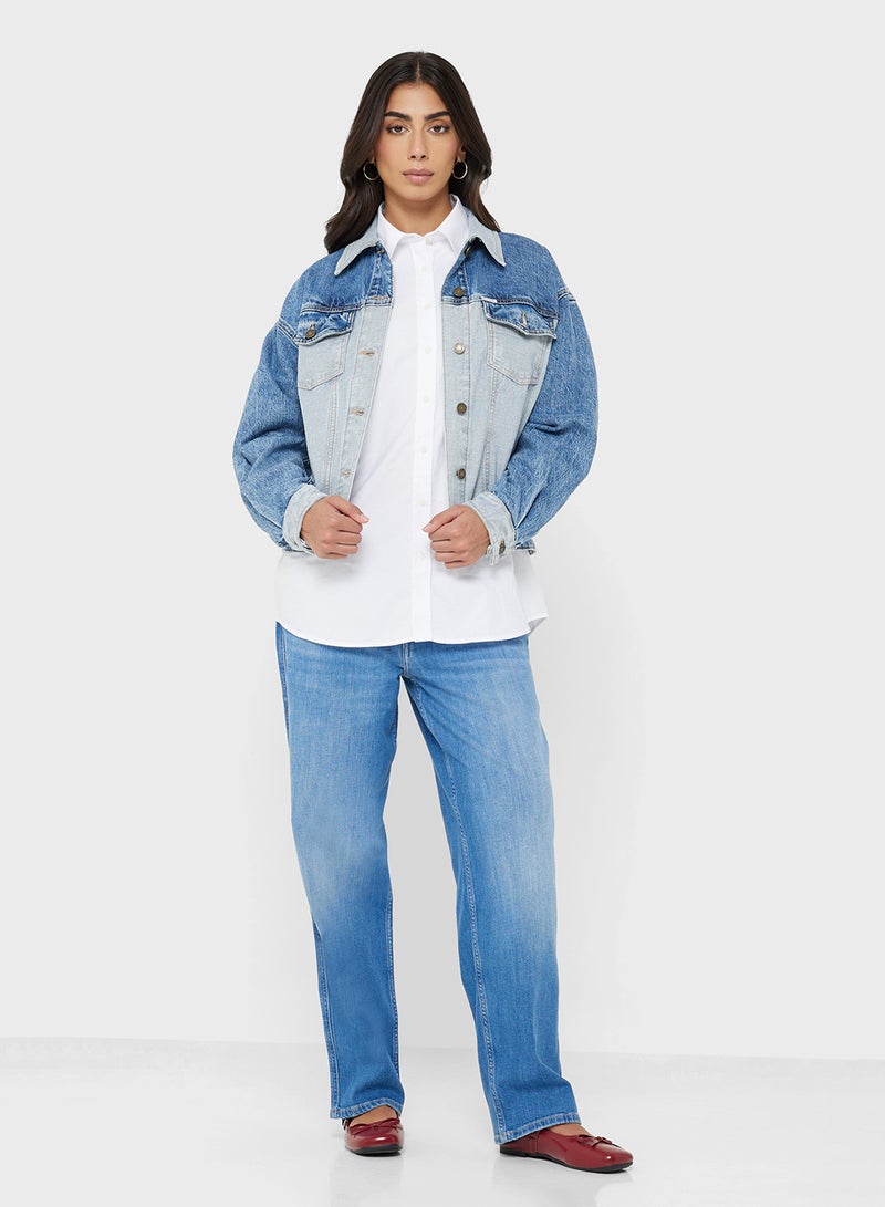 GUESS Logo Detail Oversized Trucker Jacket - Image 4