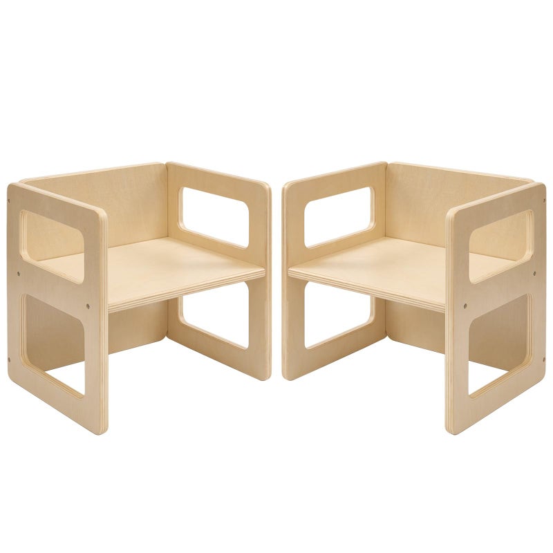 FUNLIO Height Adjustable Montessori Weaning Chair for Age 1-3, Quality Solid Wooden Chair, for Eating/Reading/Playing,Montessori Furniture with CPC Certified - Naturalï¼ˆ2pcsï¼‰ - Image 1