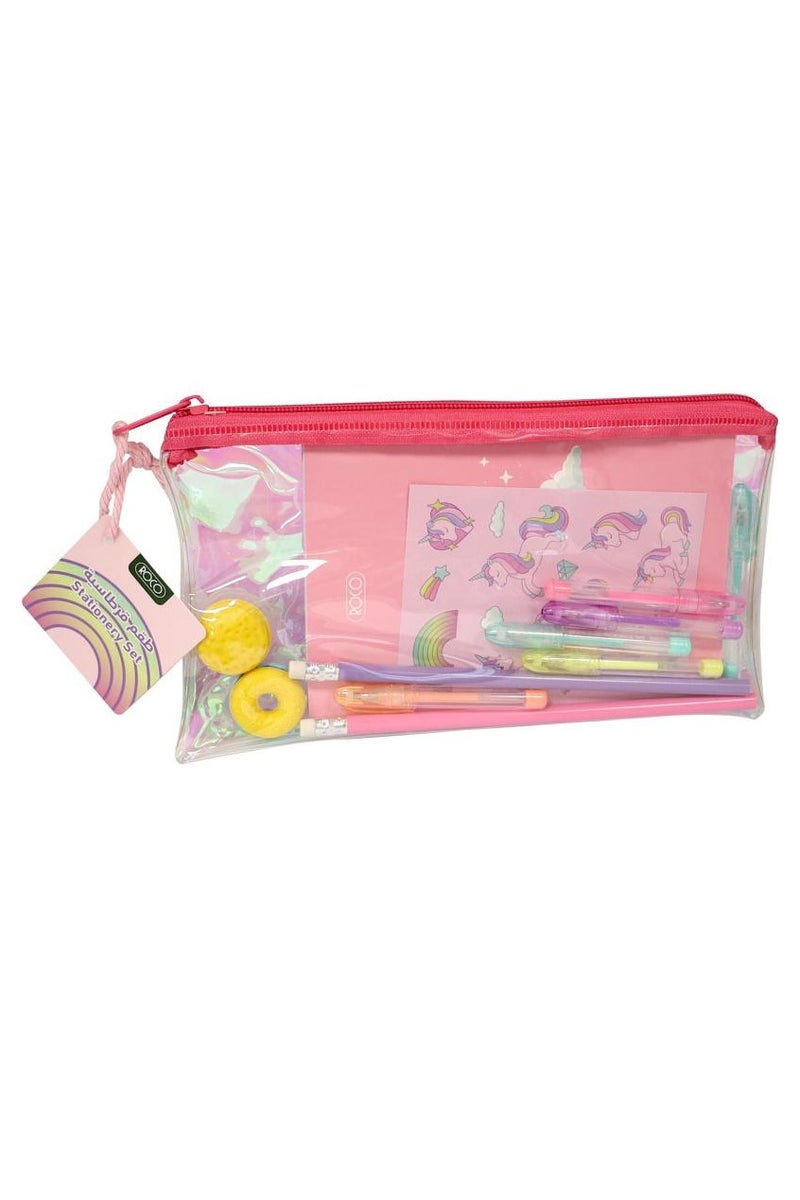 طقم أدوات مكتبية بتصميم يونيكورن 12 قطعة – وردي