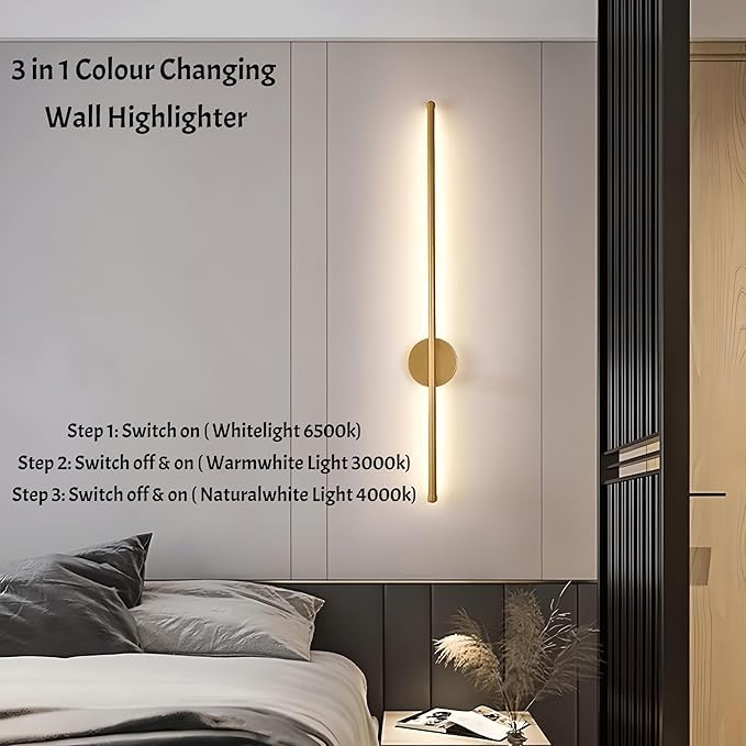 FILLISKA Led Wall Highlighter Light, 3-in-1 Colour Changing, Luxurious Wall Decor (18 Watt Sleek Gold-098)(2 Year Warranty) - Image 3