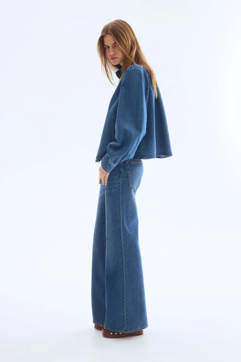 اتش اند ام جاكيت من التويل بأكمام منتفخة