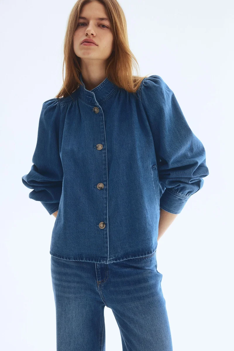 اتش اند ام جاكيت من التويل بأكمام منتفخة