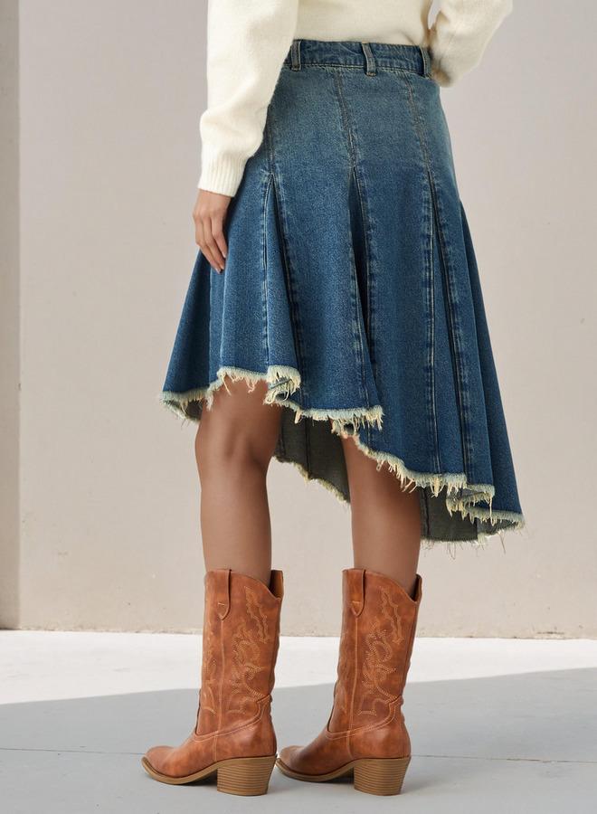 تواكستريمز تنورة جينز  بحافة غير متماثلة - Image 3