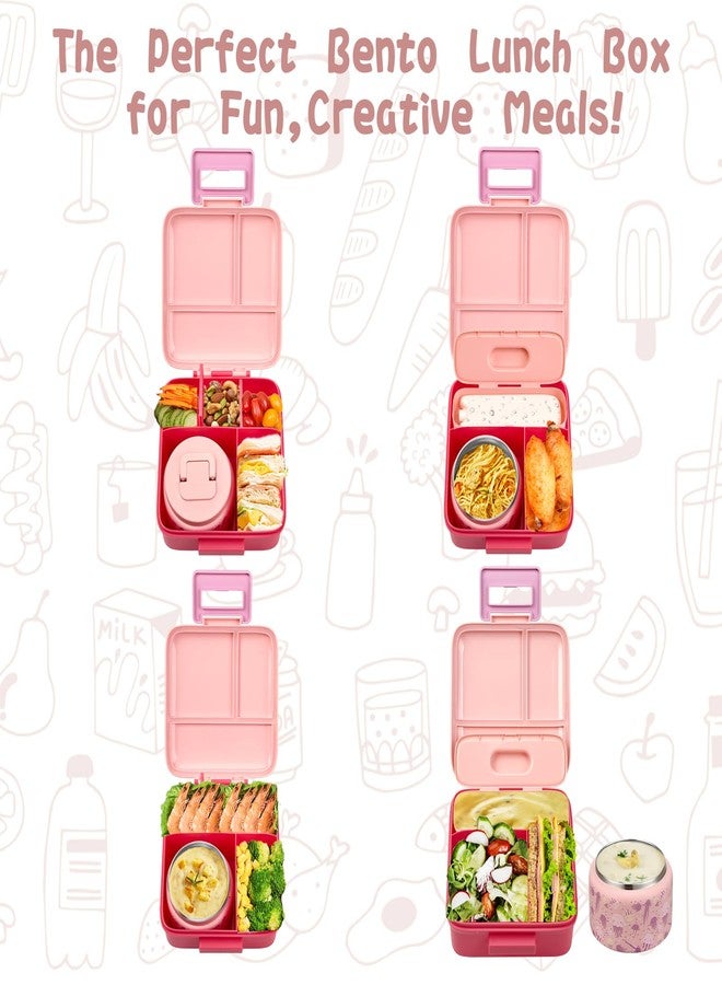 JXXM Bento Lunch Box with 8oz Soup thermo (Pink-Jellyfish) - Image 3