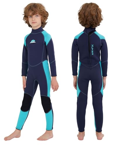 XUKER Kids Wetsuit for Boys Girls Toddlers, 3mm Wetsuit Back Zip Neoprene Thermal Full Body Wetsuits for Youth Teens Scuba Dive Swimming Boating Snorkeling - Image 2