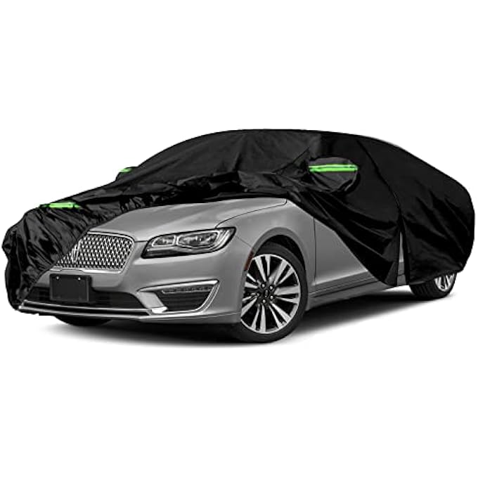 rayihni أغطية سيارات مقاومة للماء بديلة لسيارة لينكولن MKZ من 2006-2022، غطاء سيارة لجميع الأحوال الجوية ب6 طبقات مع باب بسحاب وأشرطة مقاومة للرياح لحماية من الثلج والمطر والغبار والبَرَد (MKZ) - Image 2