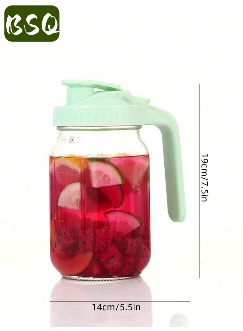 بي إس كيو ماكينة تحضير قهوة باردة | برطمان ماسون سعة 32 أونصة | برطمان معزول لحليب الأم | فوهة صب ومقبض وغطاء | زجاج صلب | محكم الإغلاق مزدوجًا مانع للتسرب | مناسب للقهوة المثلجة والشاي وحليب الأم والليمونادة | أخضر - Image 4