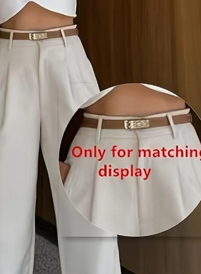 تايك تو بنطال بلون سادة بتفاصيل أزرار وقصة منحنية