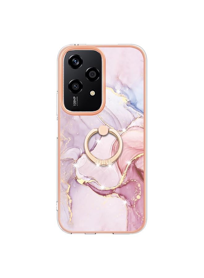 اس-توب جراب لهاتف Honor 200 Lite Global Electroplated Marble IMD TPU جراب هاتف مع حامل حلقي - Image 2