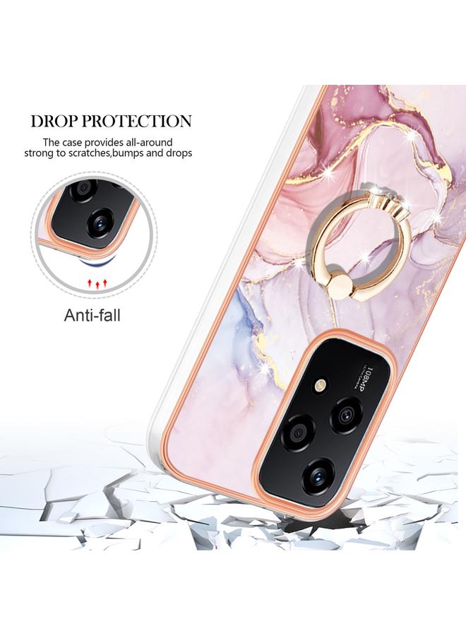 اس-توب جراب لهاتف Honor 200 Lite Global Electroplated Marble IMD TPU جراب هاتف مع حامل حلقي - Image 4