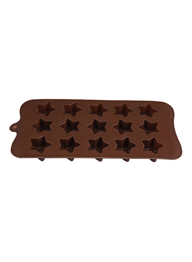 NIBEMINENT 15-Slot Five Pointed Star Shaped Chocolate Mould Brown 22.5x10.5x1.6centimeter 