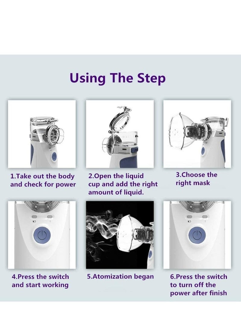 ELTRAZONE Portable Mini Atomizers Vaporizers Handheld Inhaler for Adults and Children,Ultrasonic Humidifier for Home and Travel Use, Steam Mesh Inhalators with Masks and Mouthpieces (Grey) - Image 4