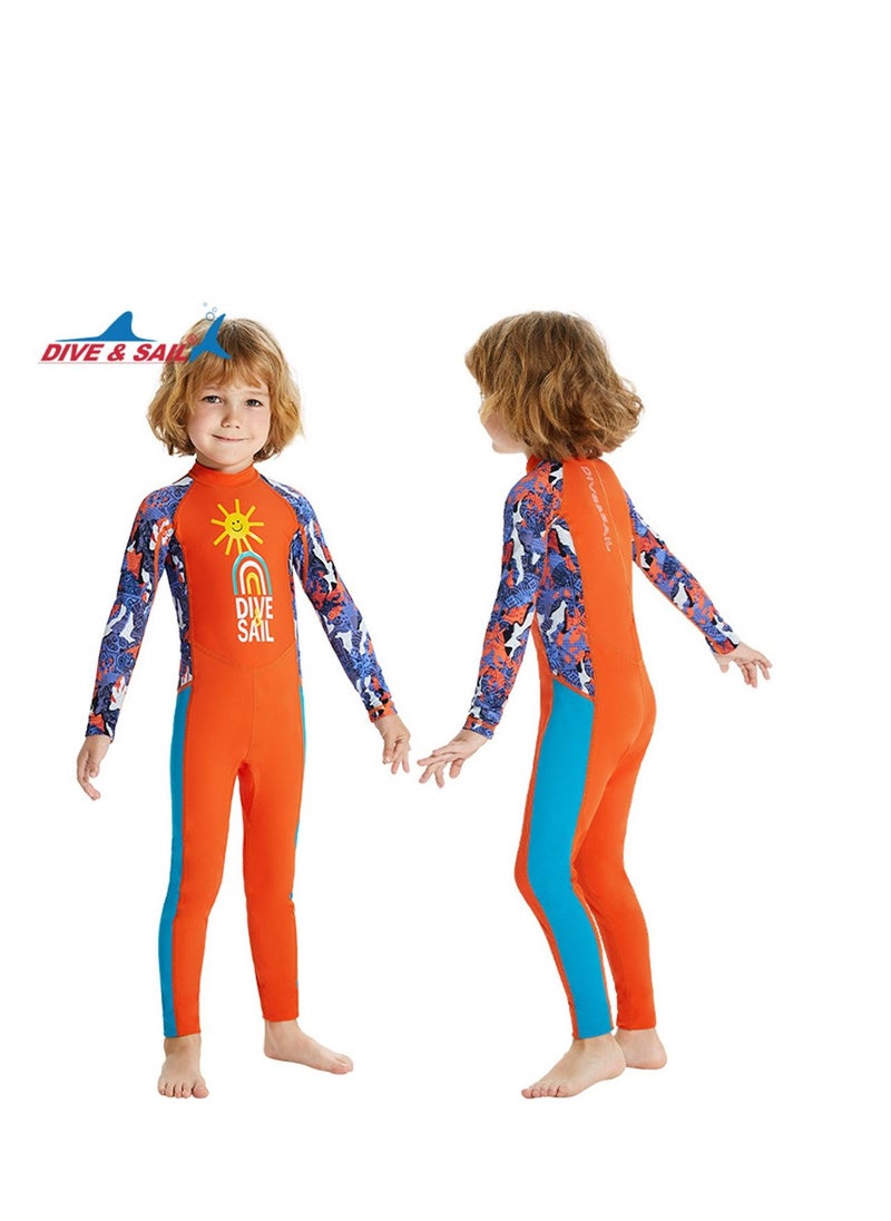 DIVE & SAIL Children's Wetsuit 2.5mm One-piece Thickened Warm Swimsuit Long-sleeved Cold Swimsuit  Orange  - Image 2