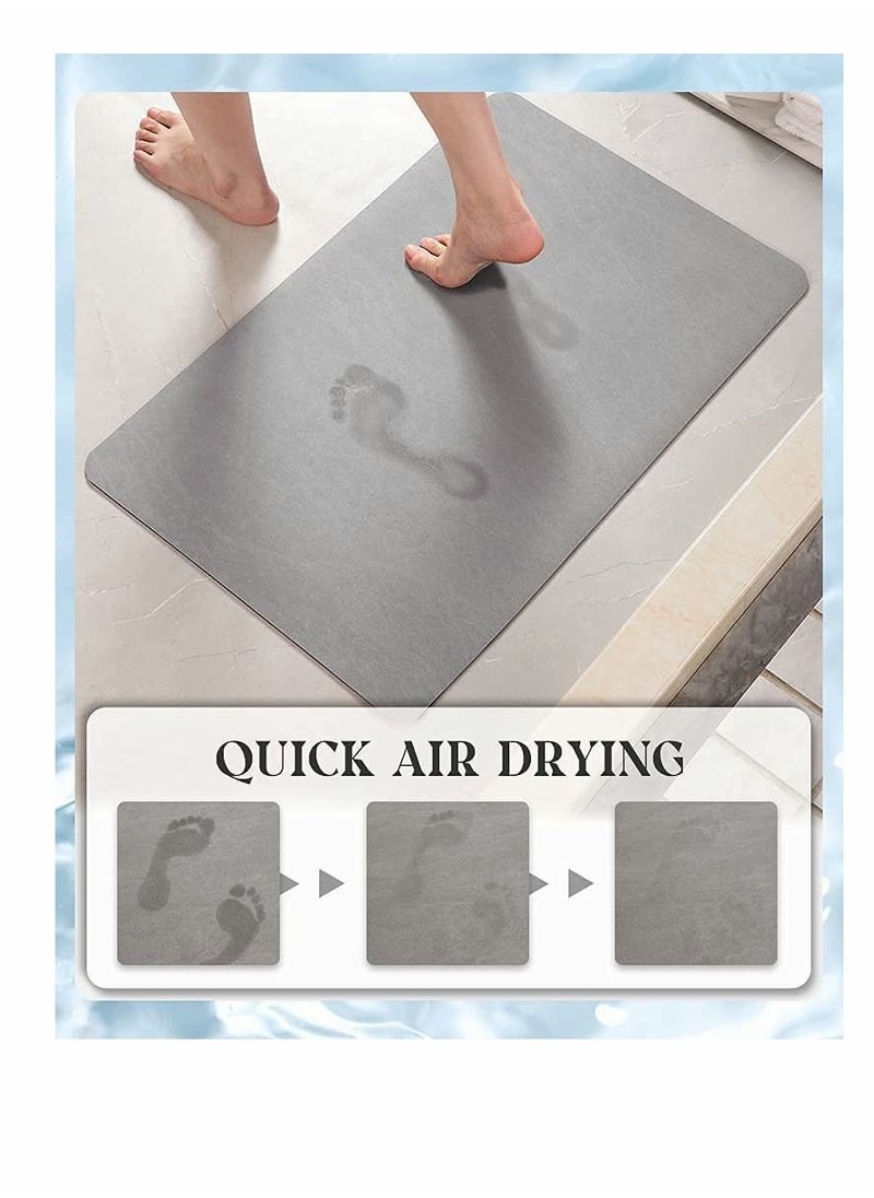 KASTWAVE - Bath Mat Rug-Rubber Non Slip Quick Dry Super Absorbent Thin Bathroom Rugs Fit Under Door-Washable Bathroom Floor Mats-Shower Rug for in Front of Bathtub,Shower Room,Sink (40x60 CM, Gray) - Image 1