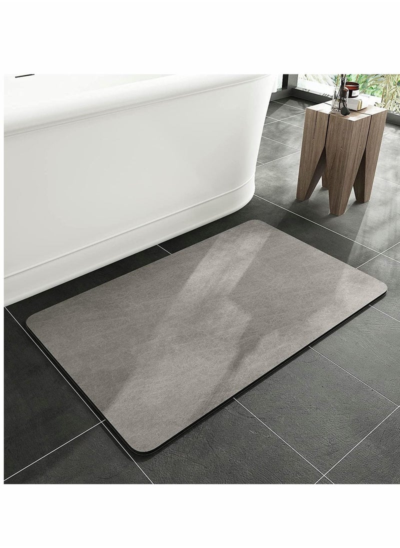KASTWAVE - Bath Mat Rug-Rubber Non Slip Quick Dry Super Absorbent Thin Bathroom Rugs Fit Under Door-Washable Bathroom Floor Mats-Shower Rug for in Front of Bathtub,Shower Room,Sink (40x60 CM, Gray) - Image 1